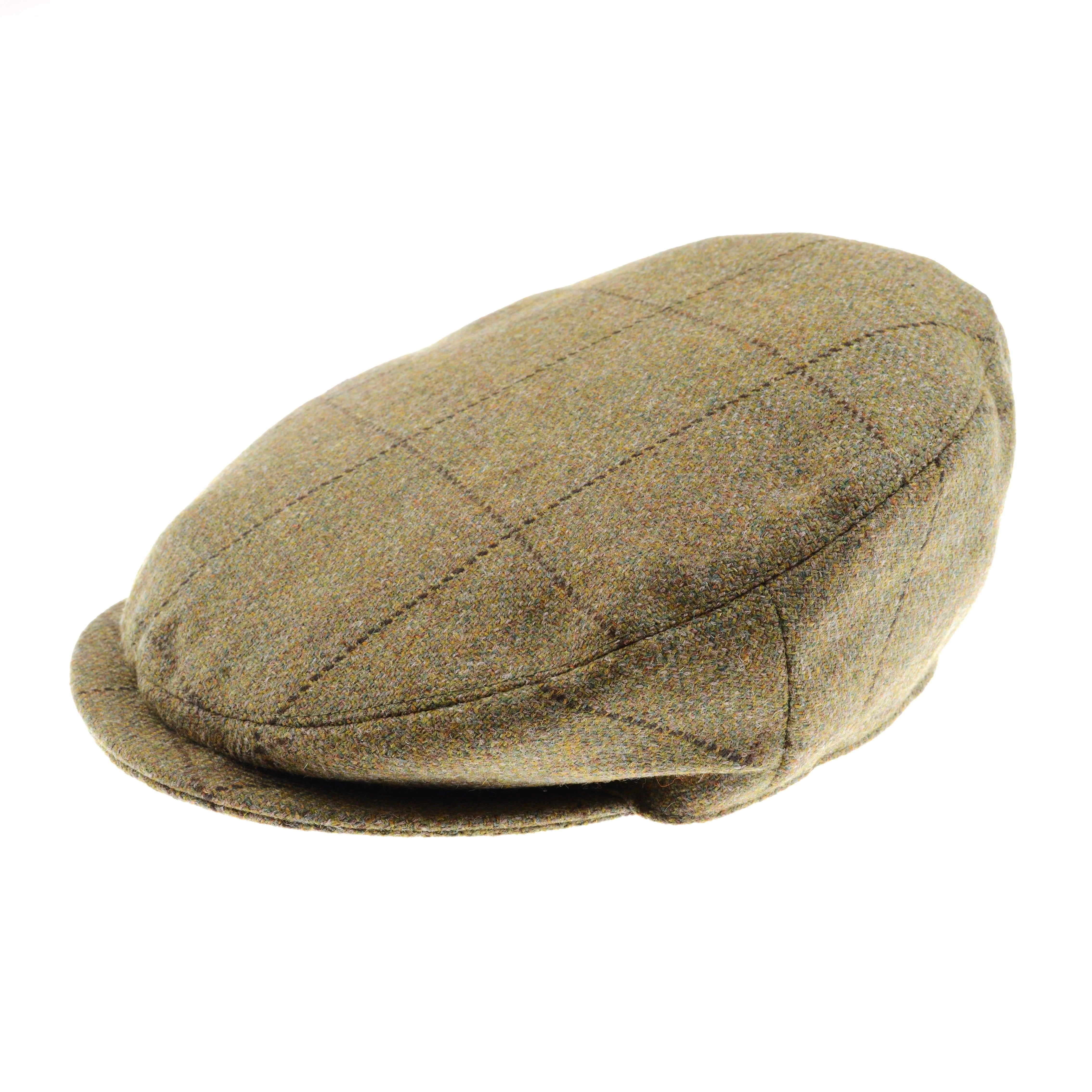 The Campbell's of Beauly Green Beauly Cap in color K502, featuring a subtle plaid pattern, is shown from an angle against a white background.