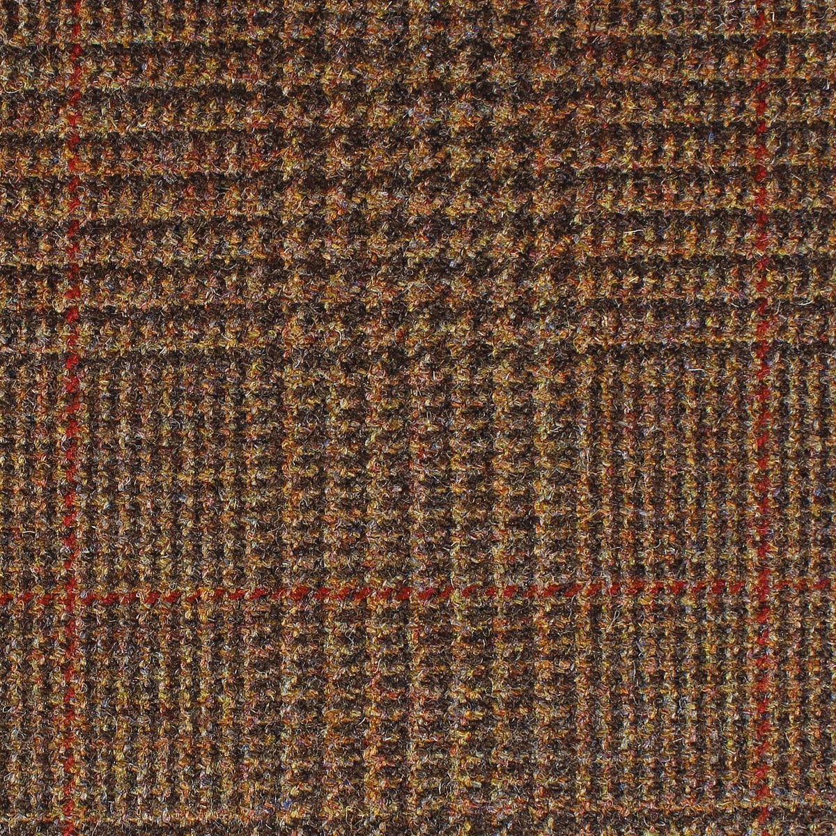Estate Tweed 033 in heavyweight brown estate tweed with a subtle red windowpane check pattern.