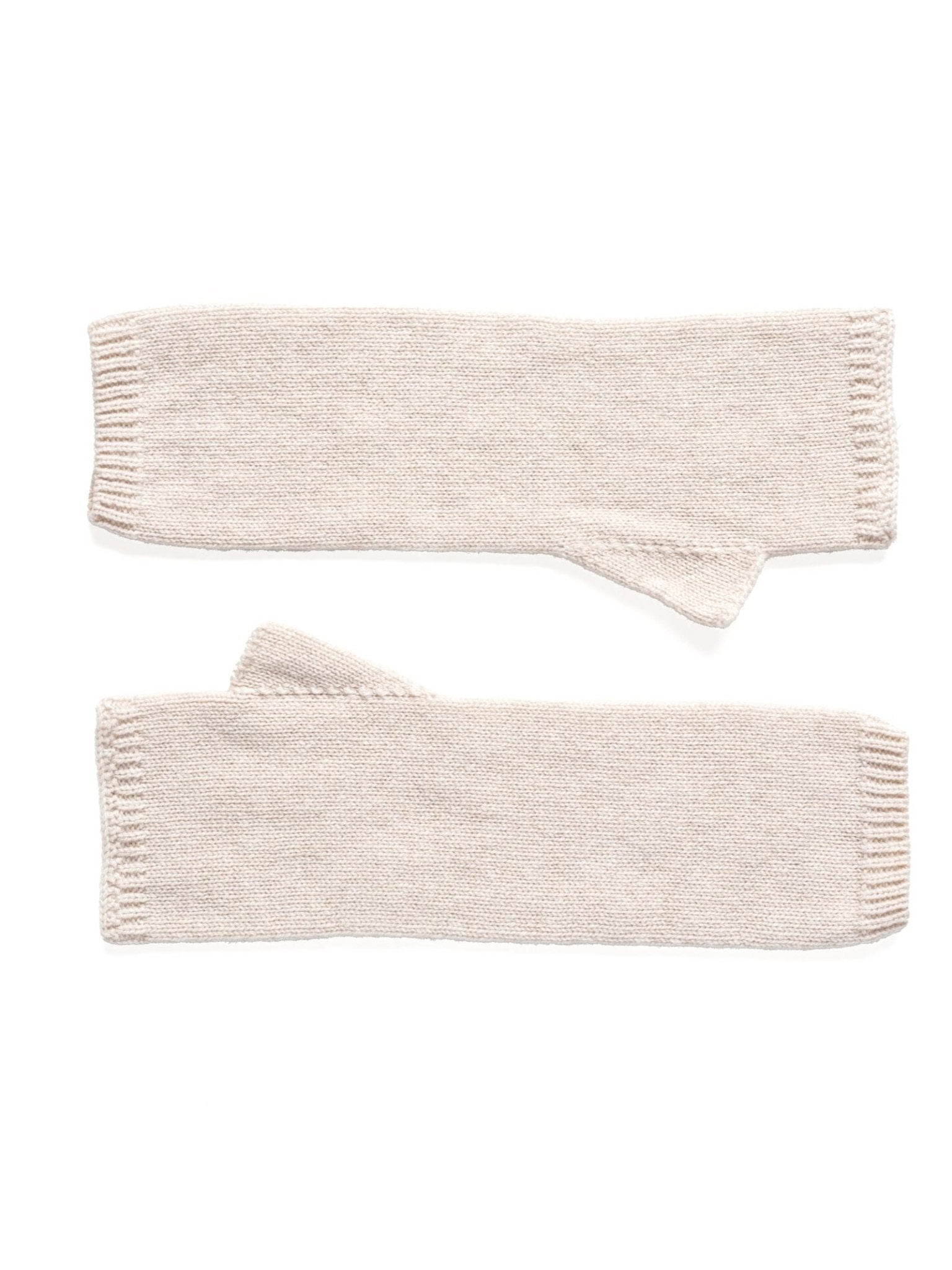 Two dark medium dyed Cashmere Mittens by Campbells of Beauly are laid flat on a white background, displaying their insulating rectangular shape and ribbed edges.