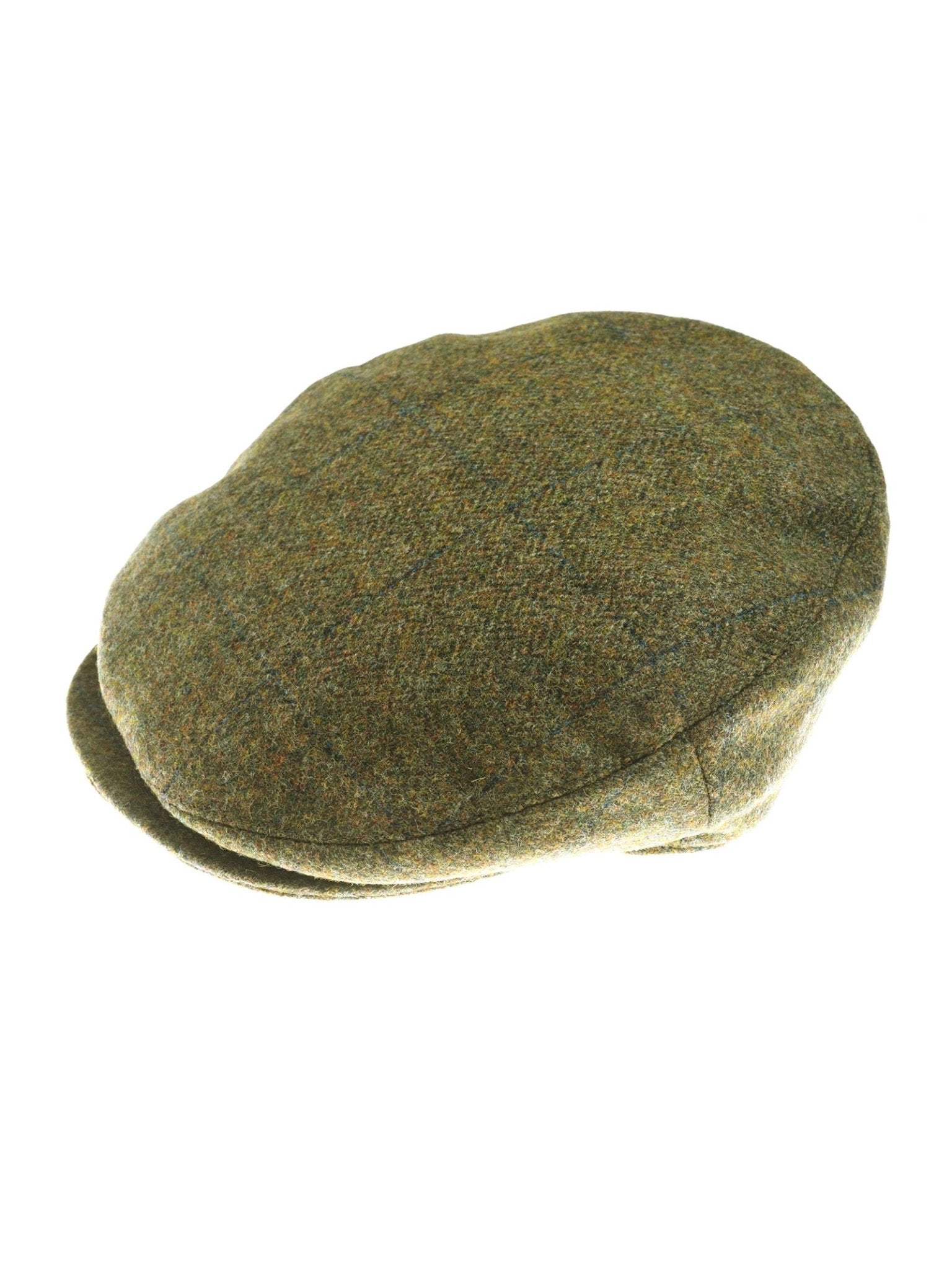 The Unisex Beauly Cap by Campbell's of Beauly is a classic flat cap in olive and navy British tweed, shown on a white background.