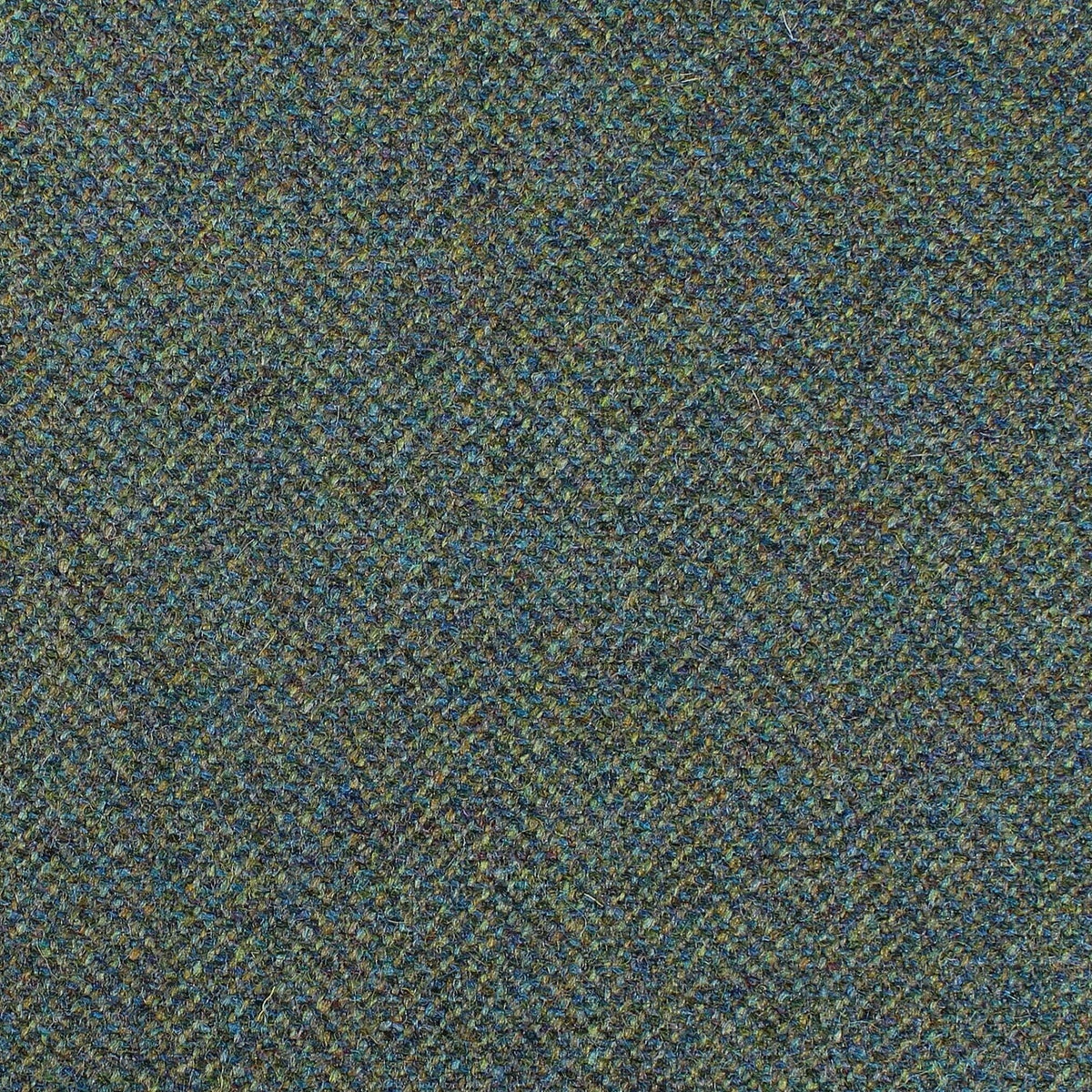 Close-up of Estate Tweed 080, a dark teal and green heavyweight estate tweed fabric with a fine diagonal weave.