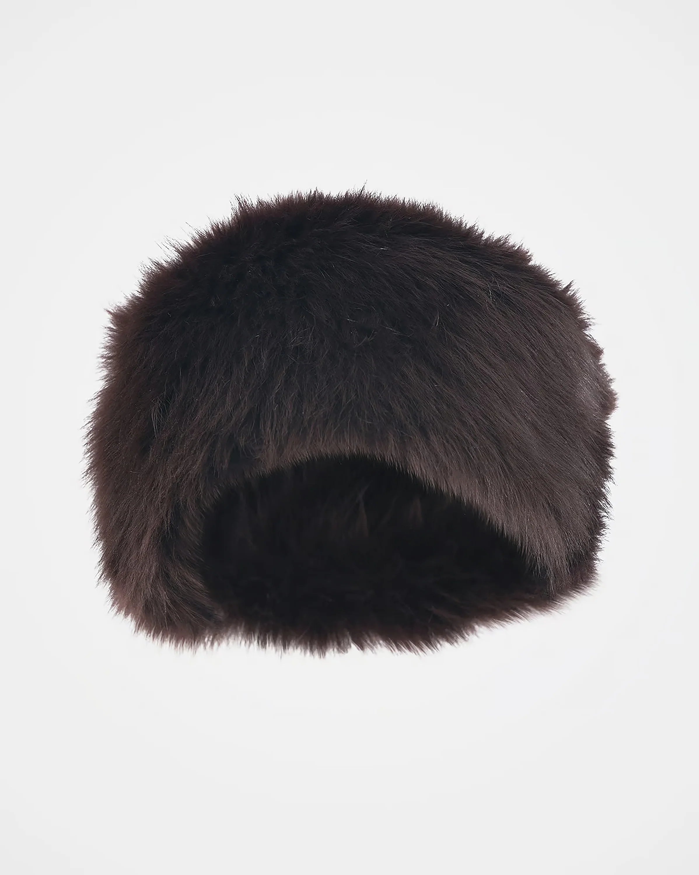 The Chocolate Pillar Box Hat by Campbells of Beauly is a fluffy, rounded winter hat made from Toscana sheepskin for excellent insulation, shown against a plain white background.