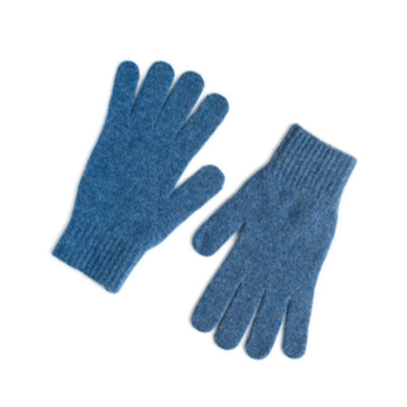 Campbell’s of Beauly Lambswool Gloves in Jeans are laid flat on a white background, displaying both the palm and back sides—an essential cold-weather accessory.