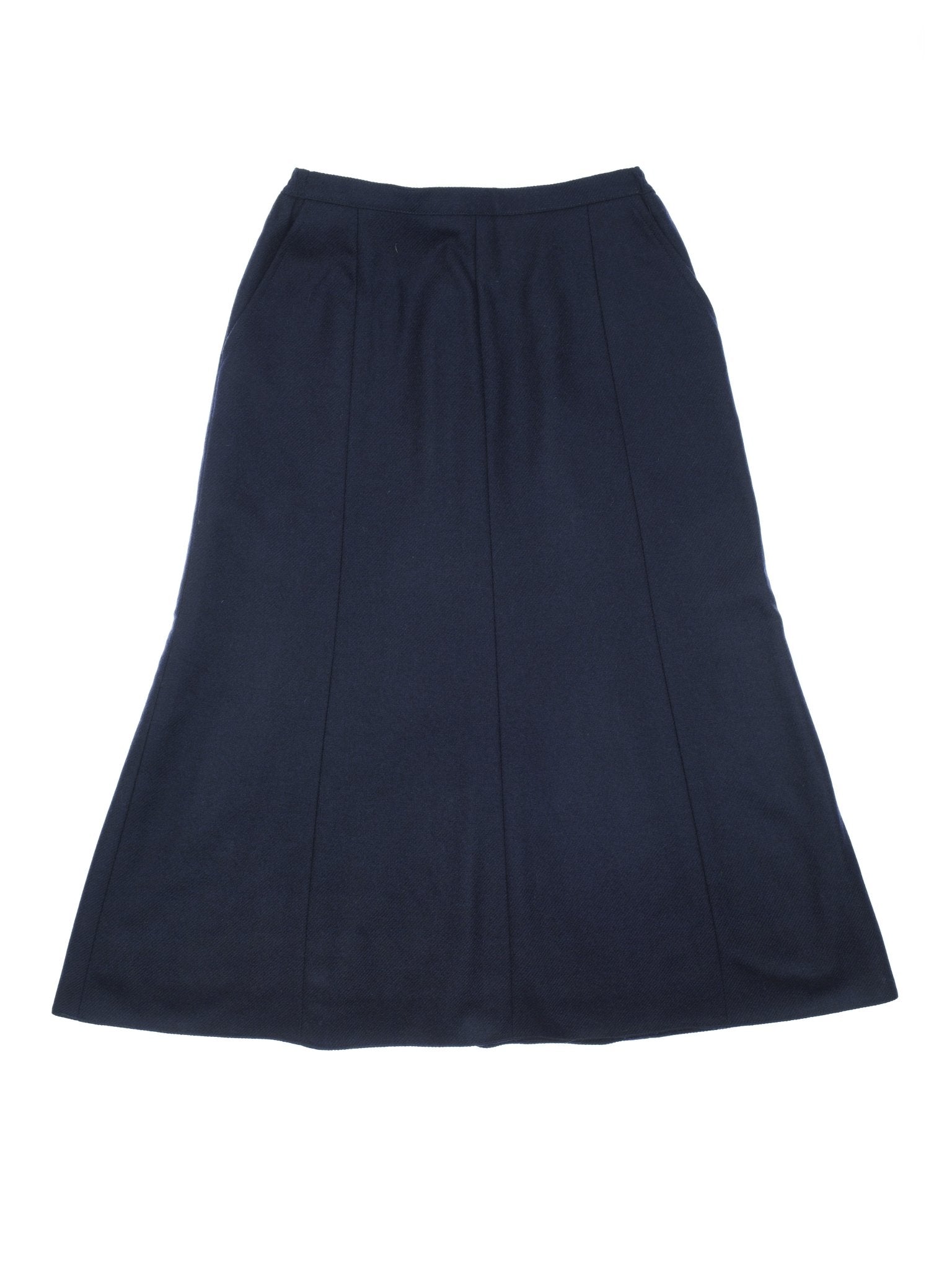 A Campbell's of Beauly Panel Skirt in navy, featuring 8 panels, is shown laid flat on a white background.