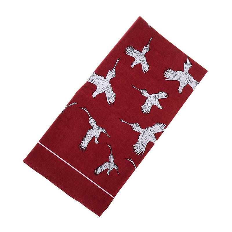 The Campbells of Beauly Cotton Pheasant Hank in wine features a stylish pheasant pattern across soft cotton—a versatile accessory suitable for any occasion.