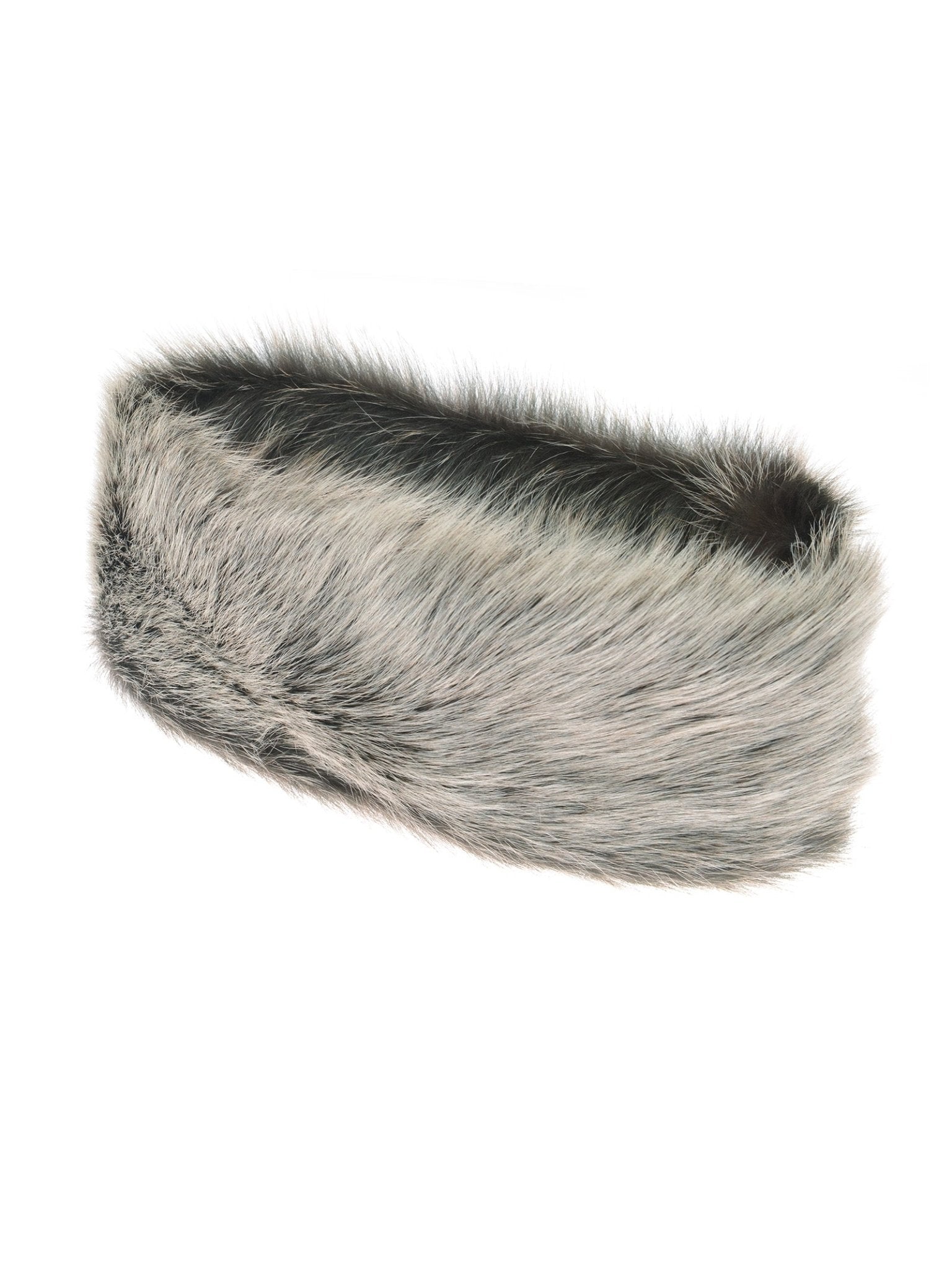 The Campbell's of Beauly Sheepskin Headband in grey, featuring a soft, fluffy texture and gently curved shape, is displayed on a white background.