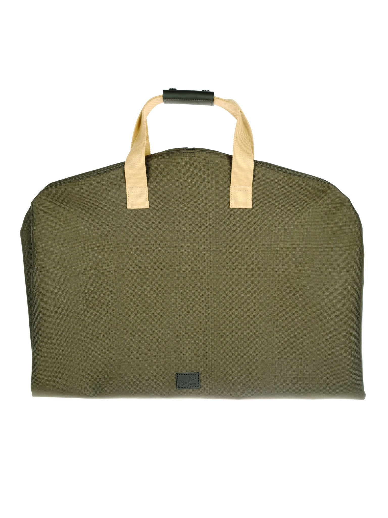 The Utility Suit Bag by Campbells of Beauly is a large olive green duffel bag with beige handles and a black buckle on the handle, shown against a white background.