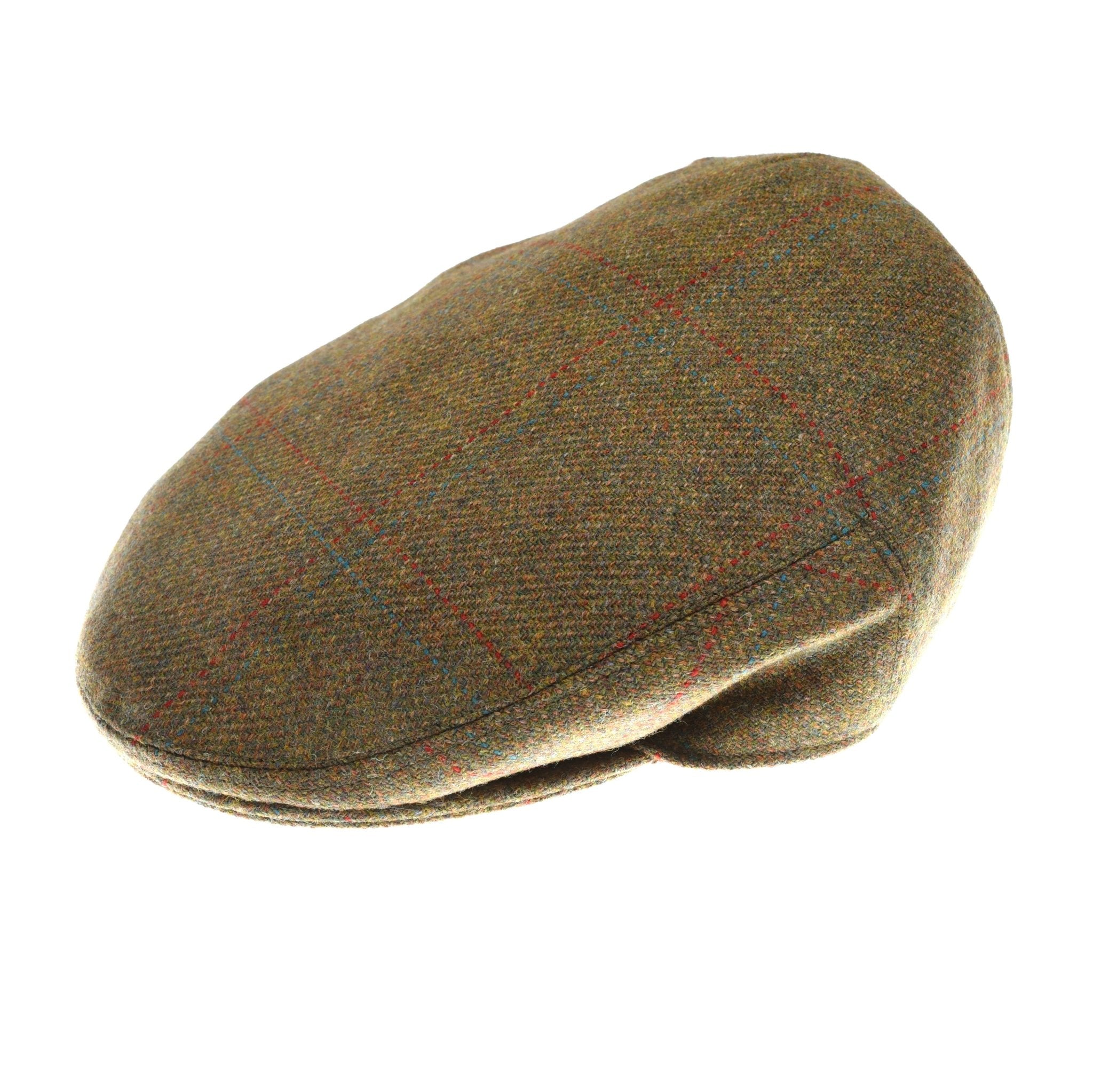 The Brown Conon Cap by Campbells of Beauly is a brown British tweed flat cap with a subtle plaid pattern and curved brim, shown on a white background.