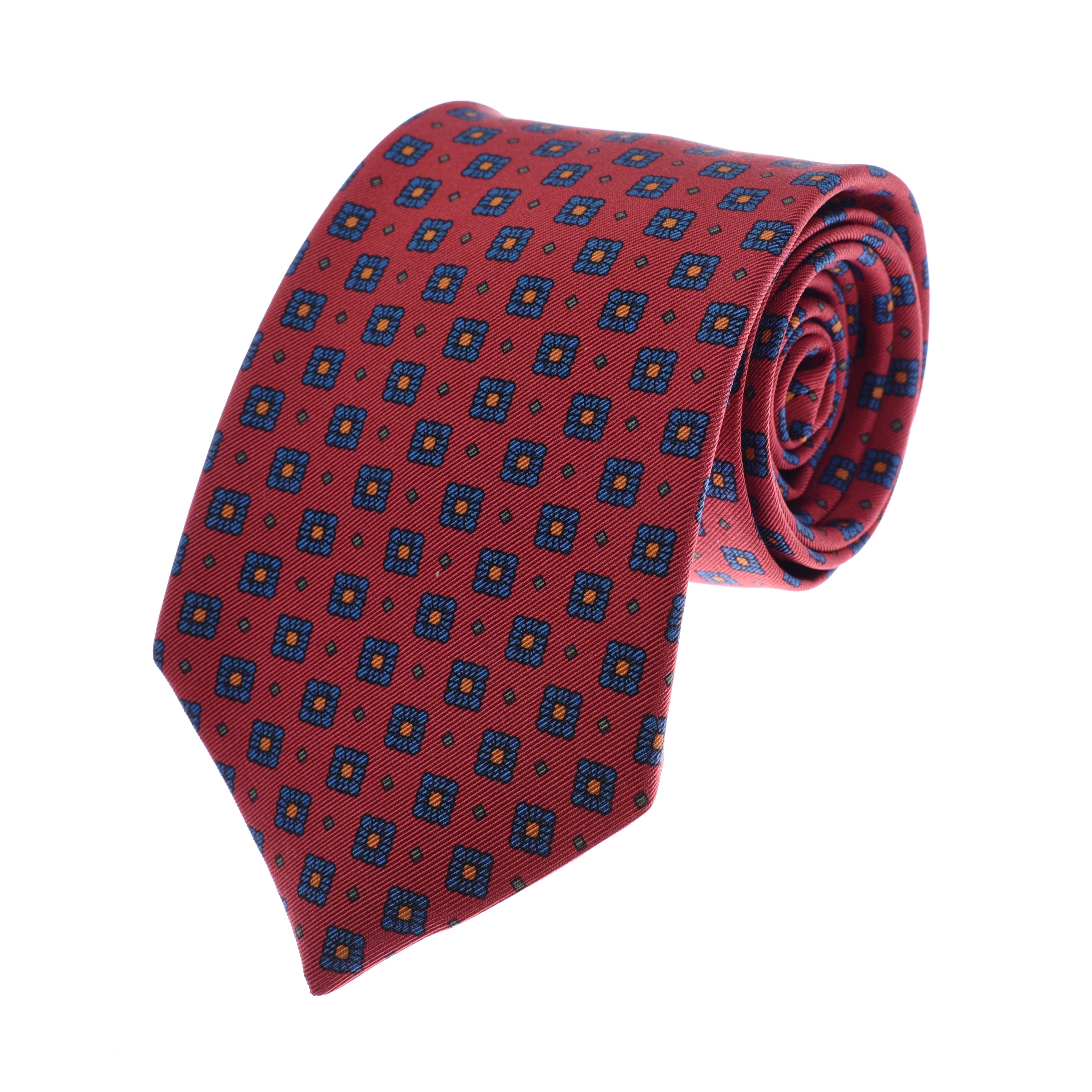 The Paisley Silk Tie by Campbells of Beauly is handmade from fine silk, featuring a ribbed texture and neatly pointed tip. Its elegant design stands out against a white background.