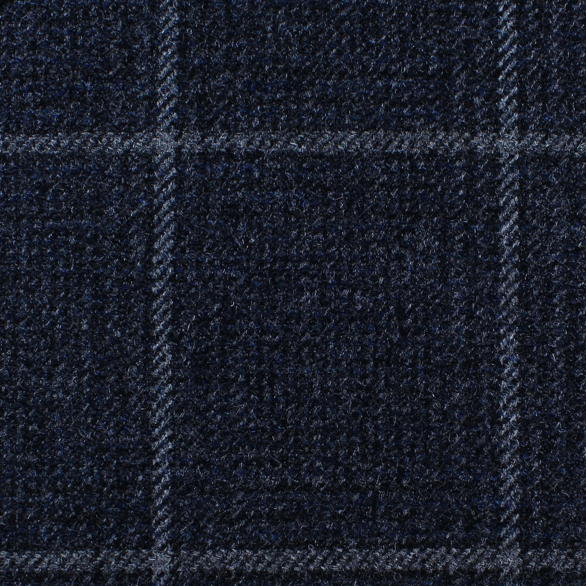 Estate Tweed 036 dark navy blue estate weight tweed featuring a faint windowpane check pattern.