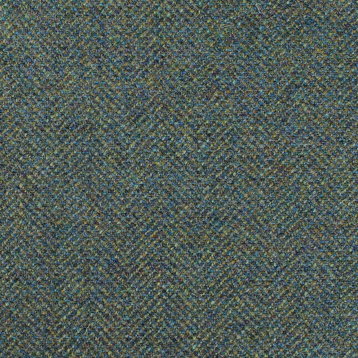 Close-up of Estate Tweed 080, a dark teal and green heavyweight estate tweed fabric with a fine diagonal weave.