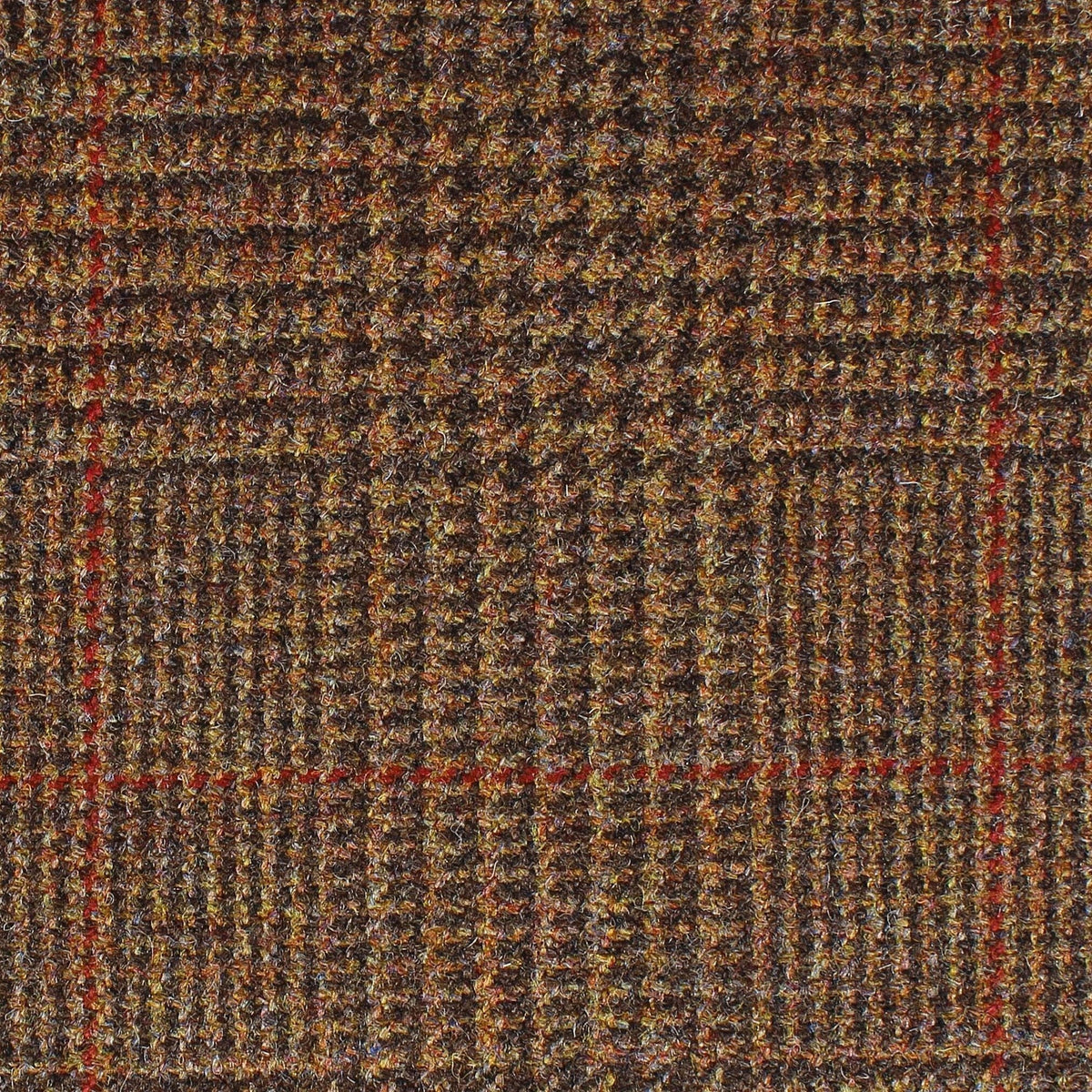 Estate Tweed 033 in heavyweight brown estate tweed with a subtle red windowpane check pattern.