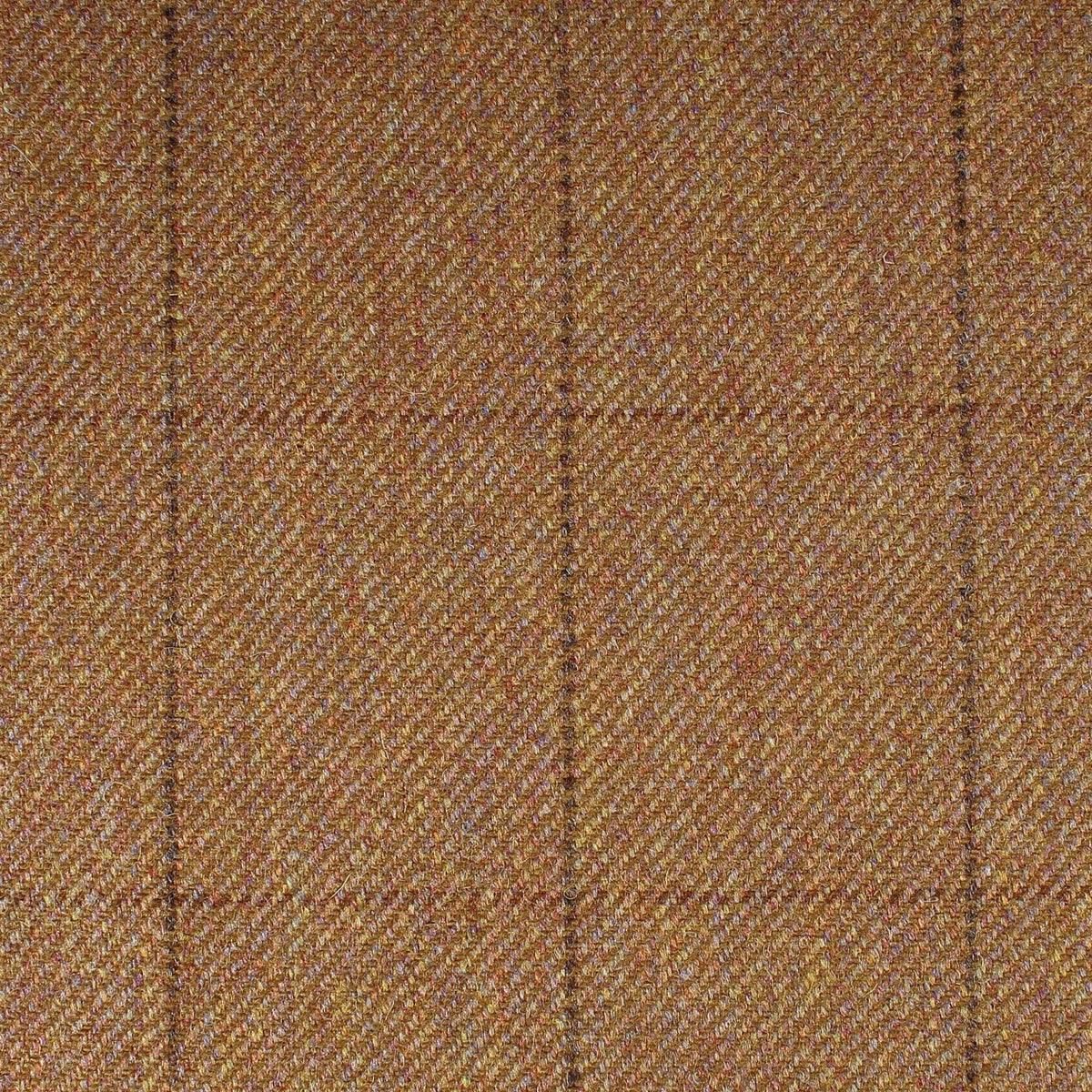 Field Tweed 129 brown Scottish tweed fabric with a subtle windowpane check pattern.