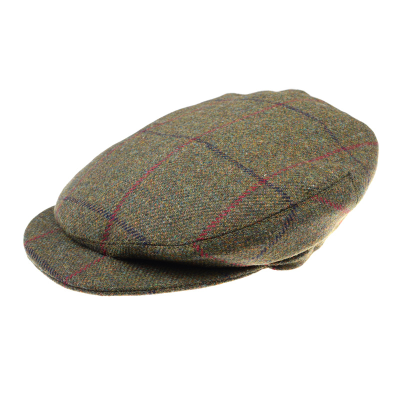 Beauly Cap, Green with Red and Blue Check