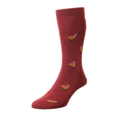 pheasant pattern socks colour red