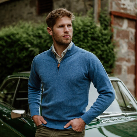 Lambswool 1/4 Zip Neck Jumper - Campbell's of Beauly