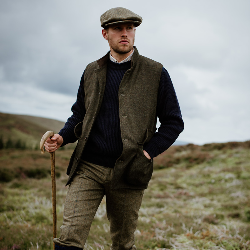 Men's Field Nehru Gilet Forest - Campbell's of Beauly