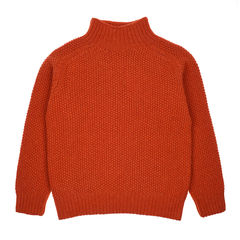 Chunky Moss Stitch Polo Burnt Orange - Campbell's of Beauly