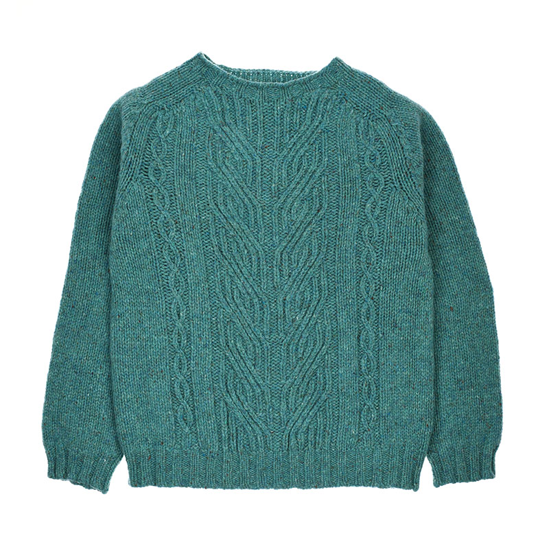 Donegal Wool Cable Sweater, Apple Green, green wool - delegacion.uc3m.es